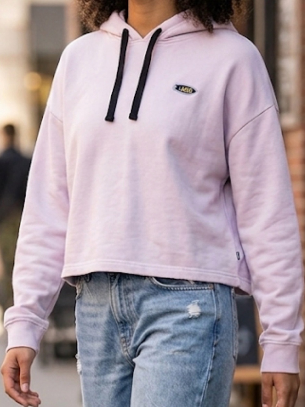 Vans Lavender Cropped Hoodie with Black Drawstrings